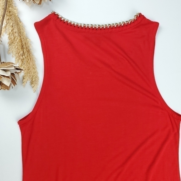 NEW Sam Edelman Red Viscose Gold Chain Top Small - Picture 4 of 10